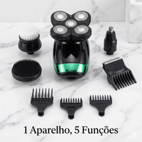 Barbeador Elétrico 4D Ultimate 5 em 1 – Kit Completo de Barbear e Limpeza Facial